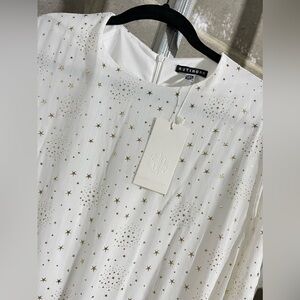 White midi dress with gold stars